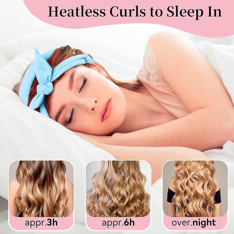 Flylipu Heatless Curling Rod Headband, Upgraded 60" Extra Long Heatless Curls Headband Soft Hair Curlers to Sleep In Hair Rollers No Heat Curls (Blue) - Image 4